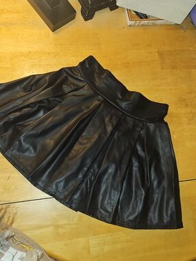 Spirit Black Faux Leather Circle Skirt